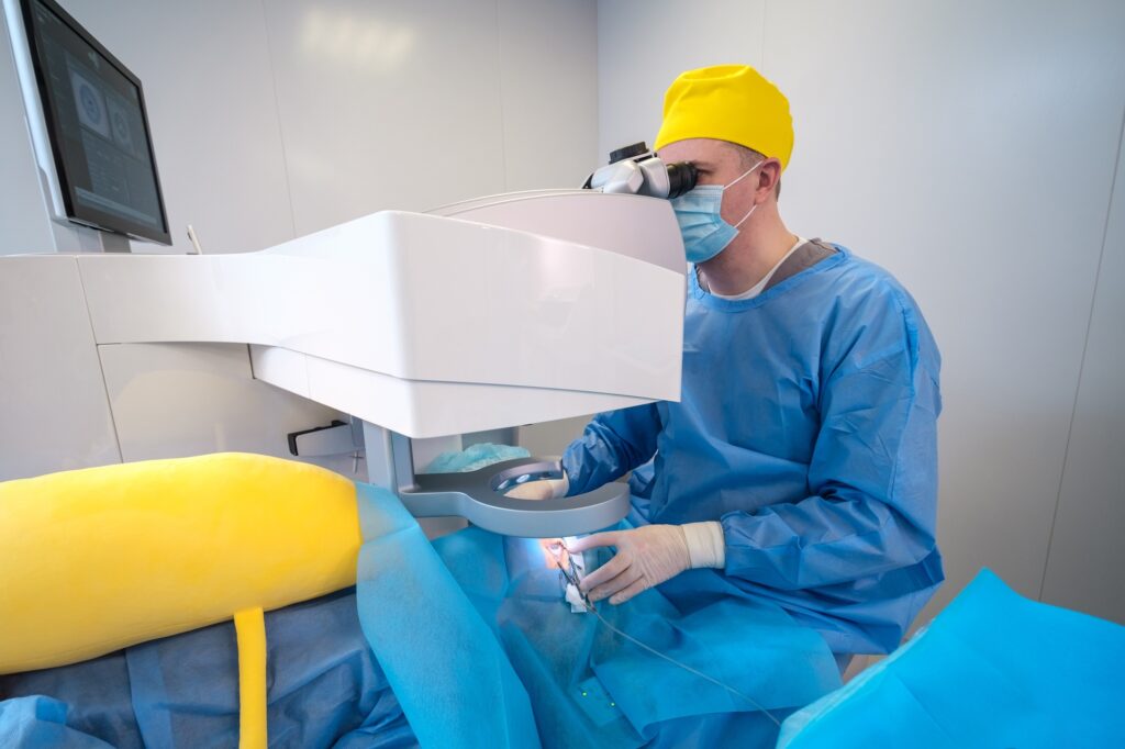 Surgeon Performing Precision Laser Eye Surgery Procedure